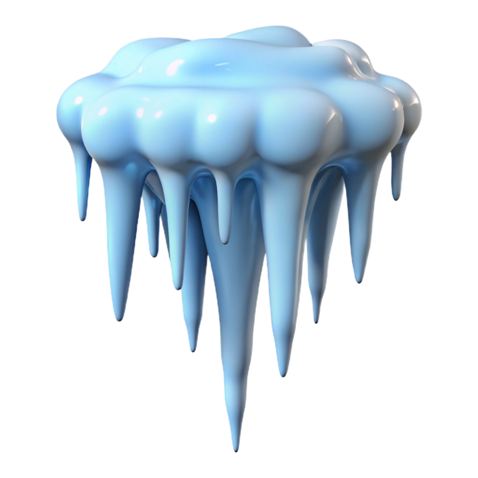 serene artistic 3D Render Melting Ice Drips Illustration exclusive png