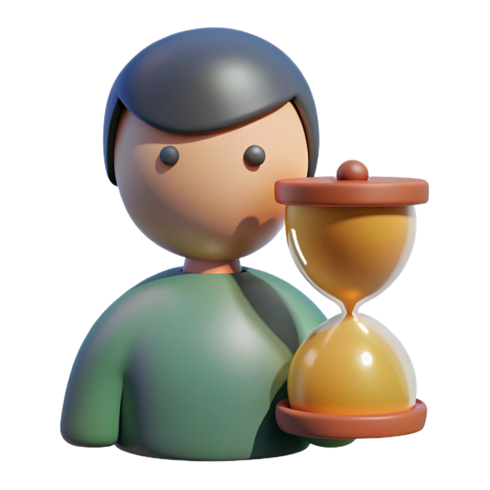 stunning abstract 3D Cartoon Character with Hourglass high resolution png