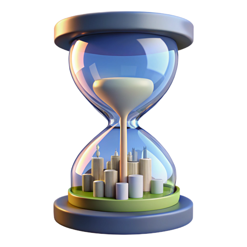 stunning contemporary 3D Illustration Urban Time Sandglass exclusive png