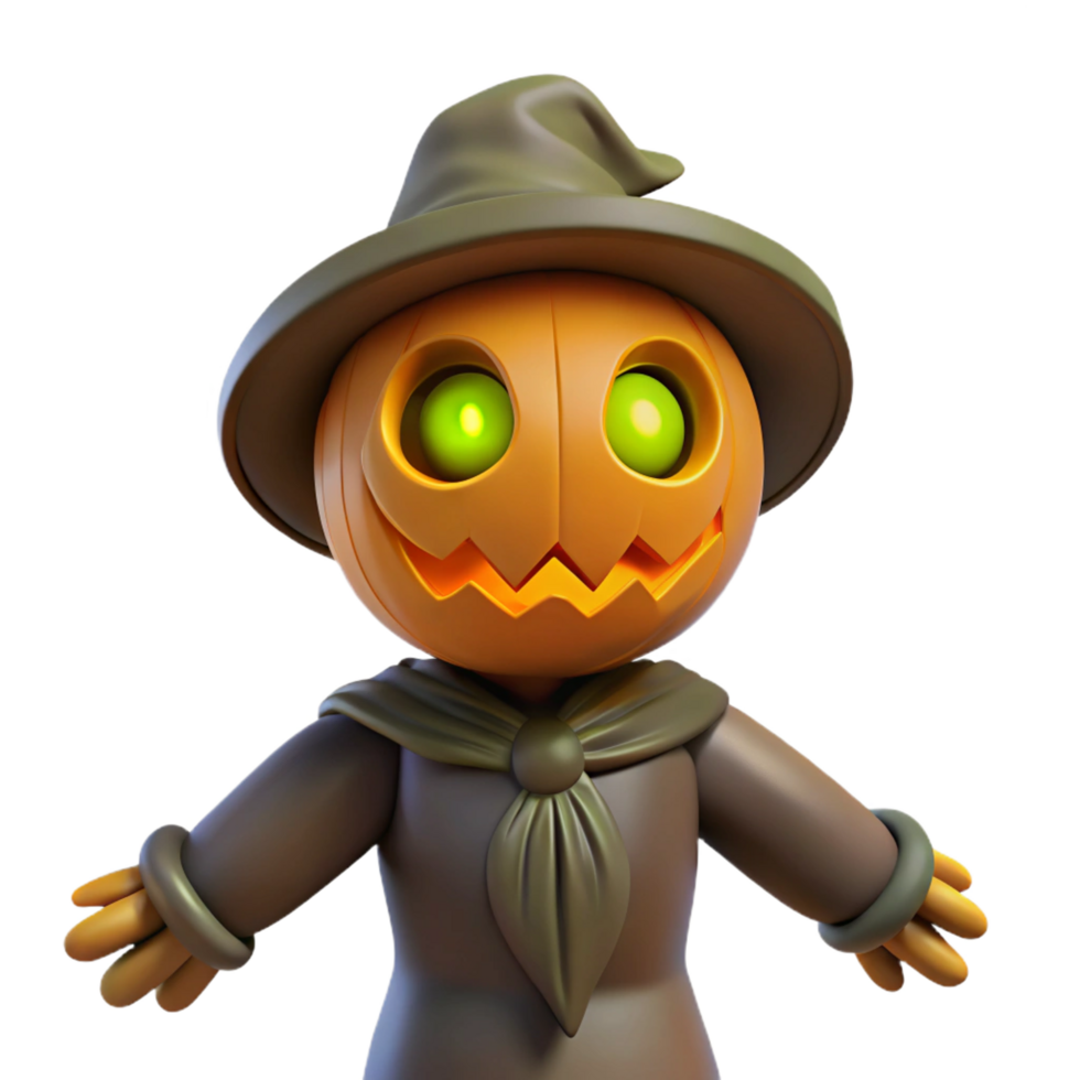 magnificent contemporary 3D Cartoon Pumpkin Scarecrow Illustration authentic png