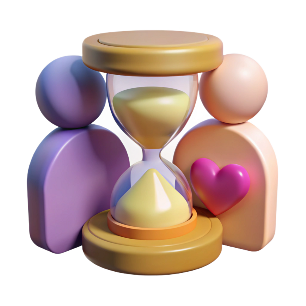 serene rustic 3D Render Hourglass Love Concept authentic png