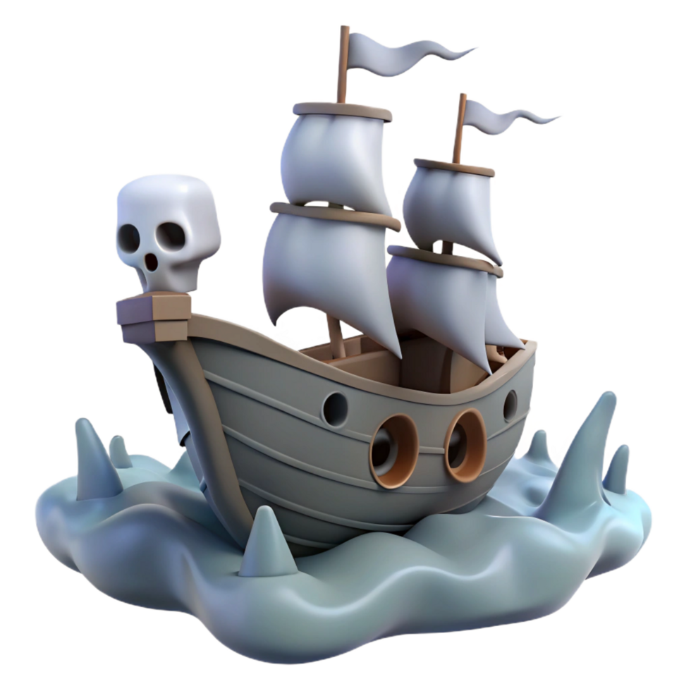 dramatic classic 3D Cartoon Pirate Ship Illustration genuine png