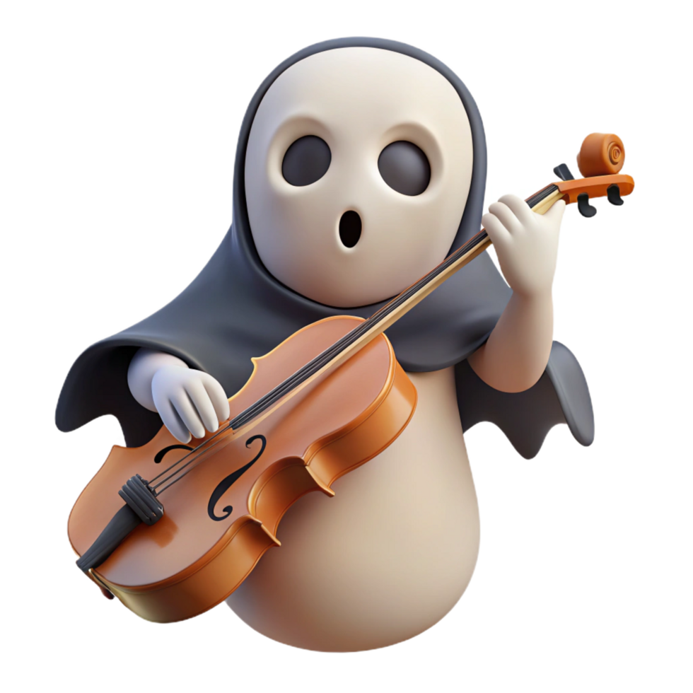 stunning traditional 3D Render Ghostly Musician Playing Cello authentic png