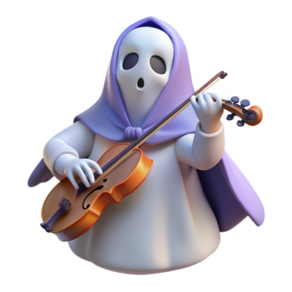 extraordinary classic 3D Ghostly Violinist Illustration high quality png