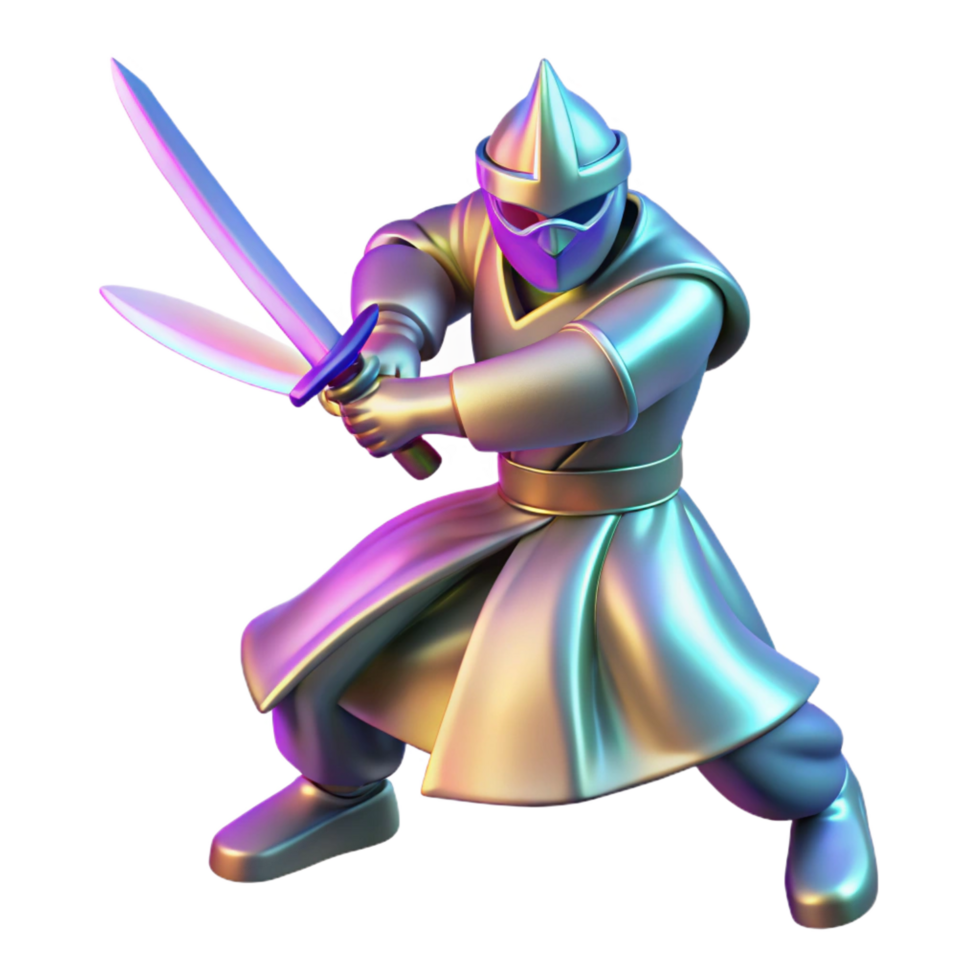 beautiful modern Metallic Warrior 3D Render detailed png