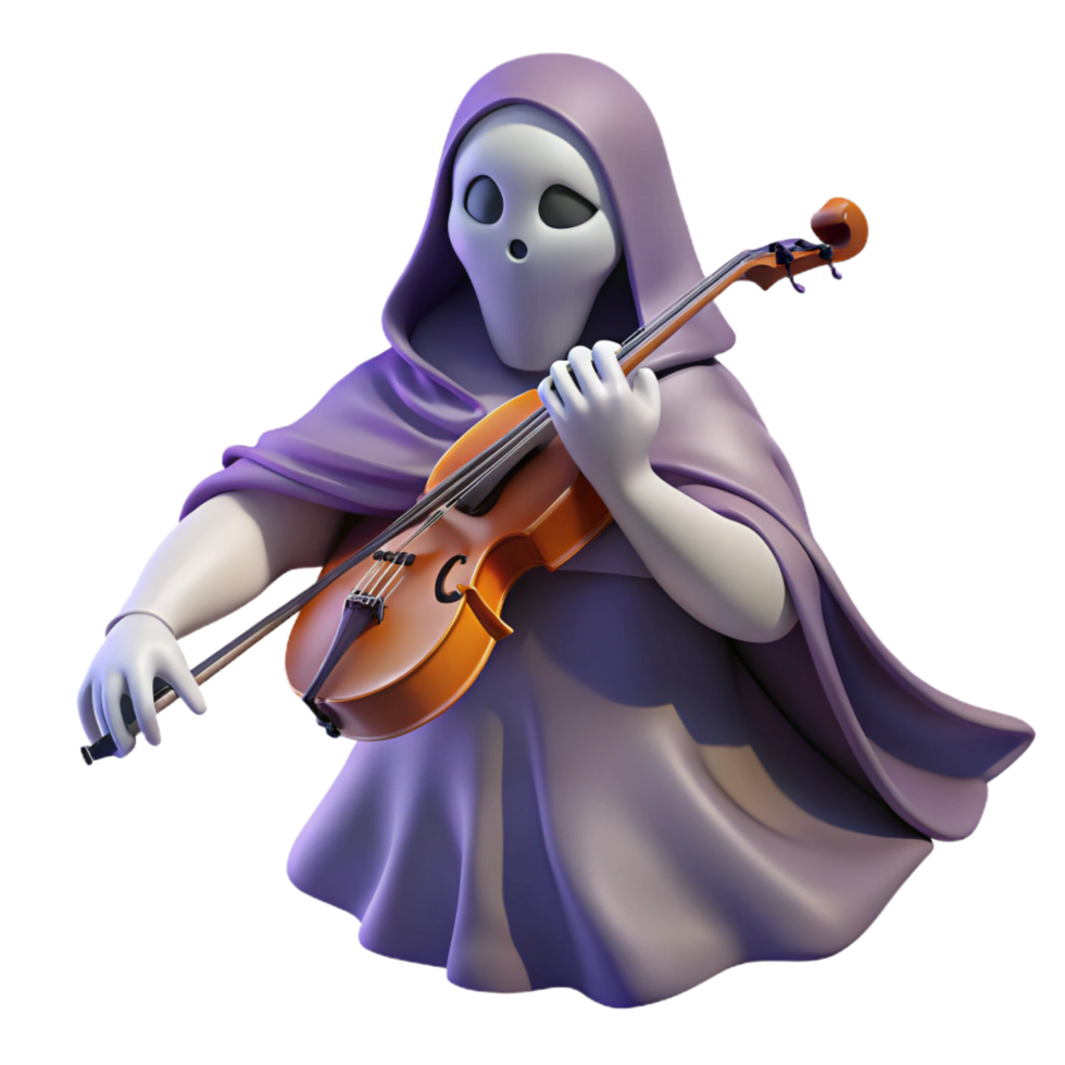 impressive rustic 3D Render Ghost Playing Violin original png