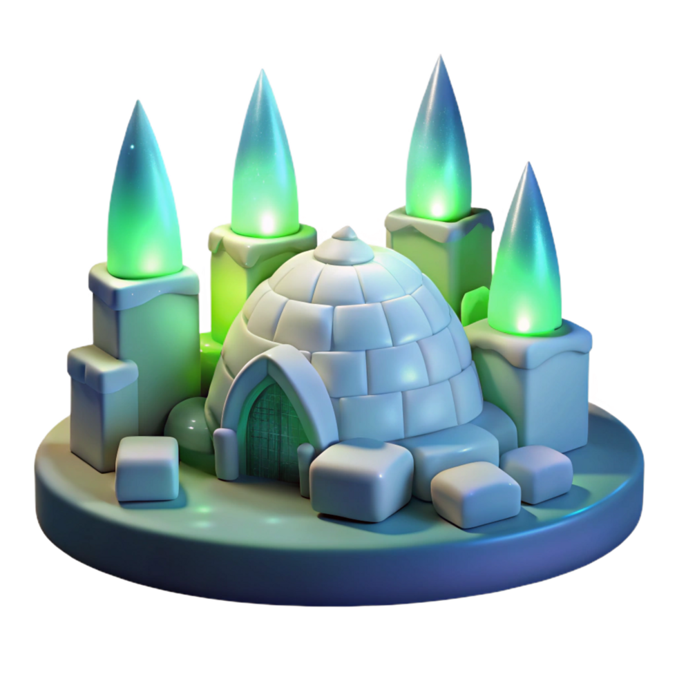 wonderful creative 3D Igloo Winter Scene Illustration high resolution png