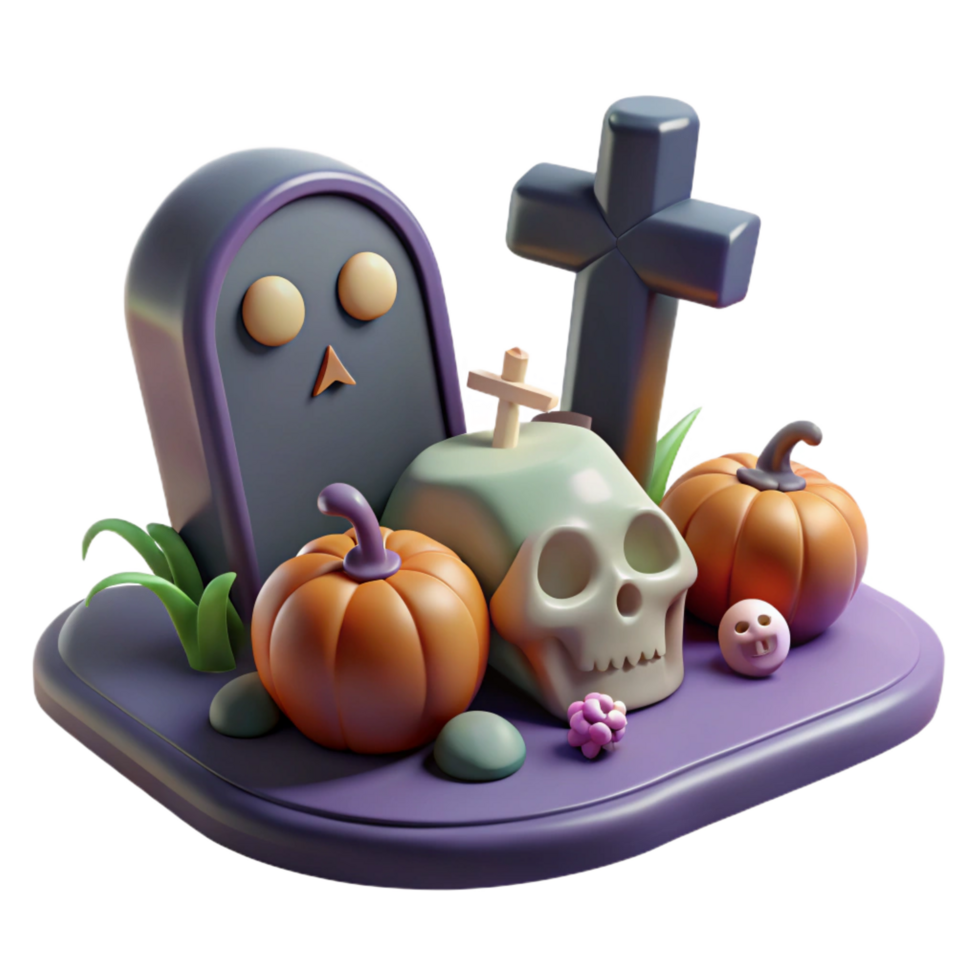 extraordinary minimalist Spooky Halloween 3D Render exclusive png