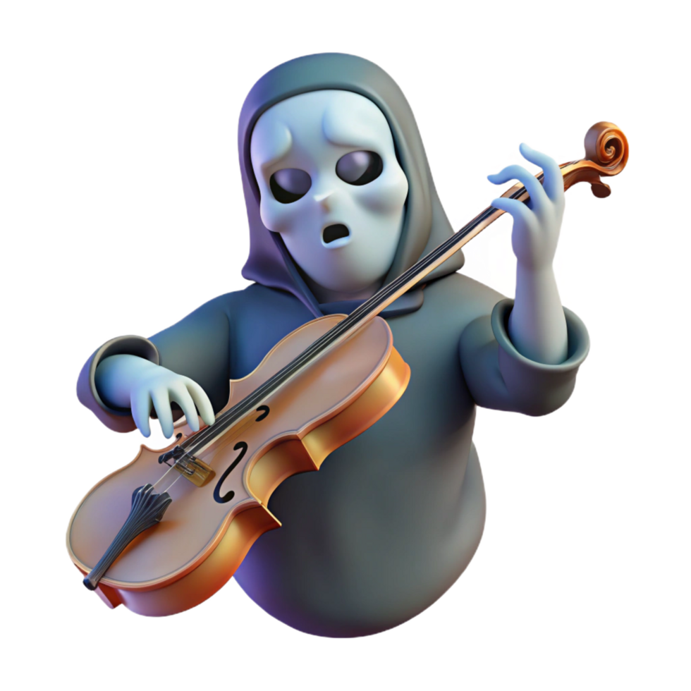 stunning traditional 3D Render Ghostly Musician Violinist premium png