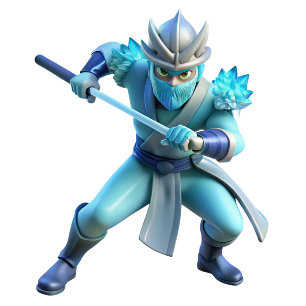 elegant modern Ice Warrior 3D Render high quality png