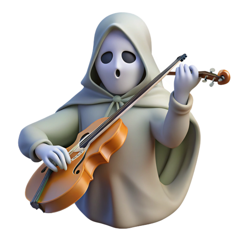 wonderful vintage 3D Illustration Ghost Musician Violin authentic png