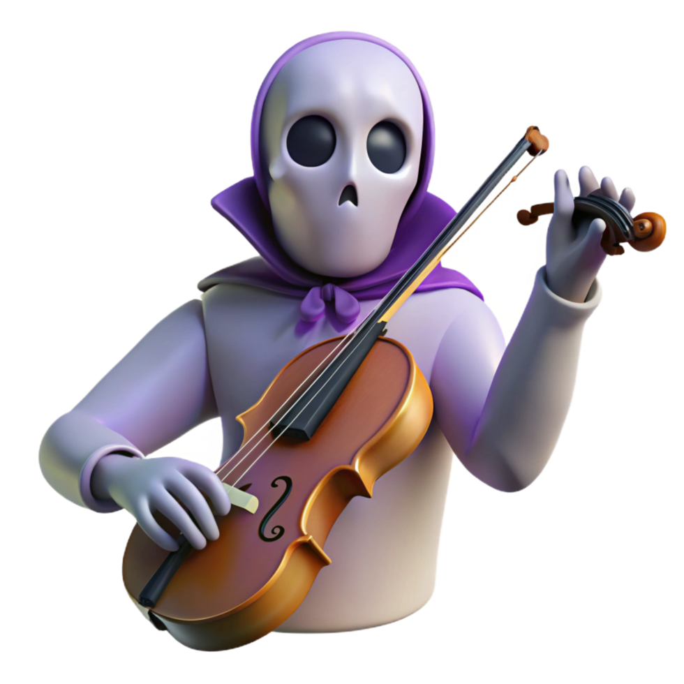beautiful modern 3D Illustration Ghostly Musician Violinist detailed png