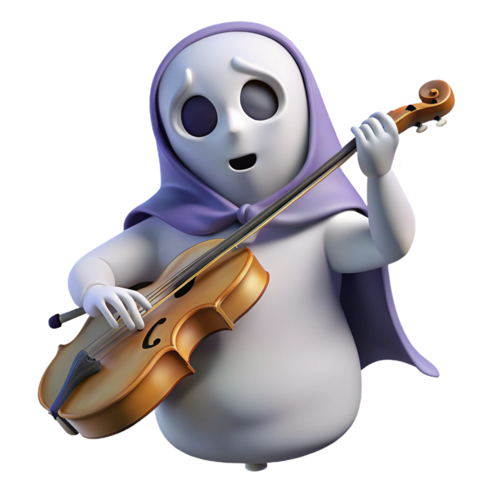 beautiful modern 3D Ghost Musician Playing Violin Illustration exclusive png