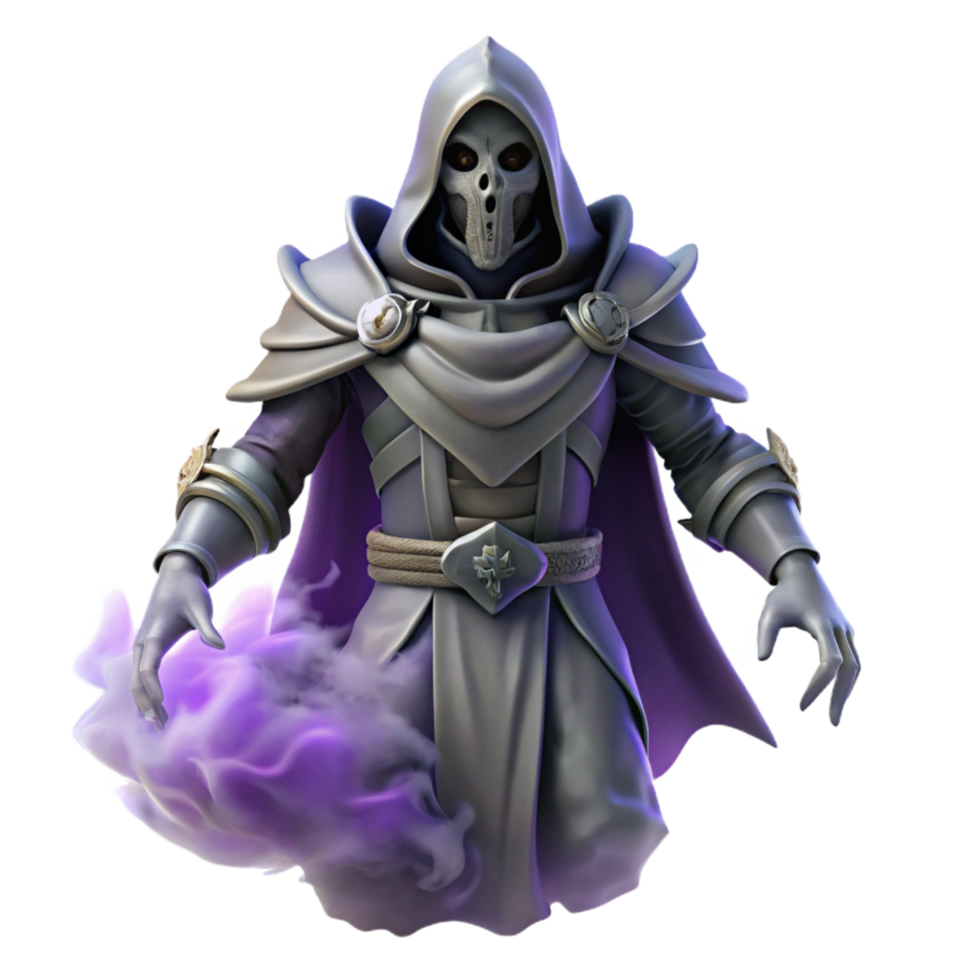 serene minimalist 3D Render of a Hooded Figure premium png