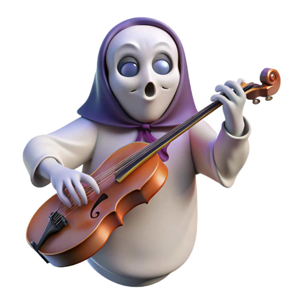 extraordinary modern 3D Ghostly Musician Playing Cello high resolution png