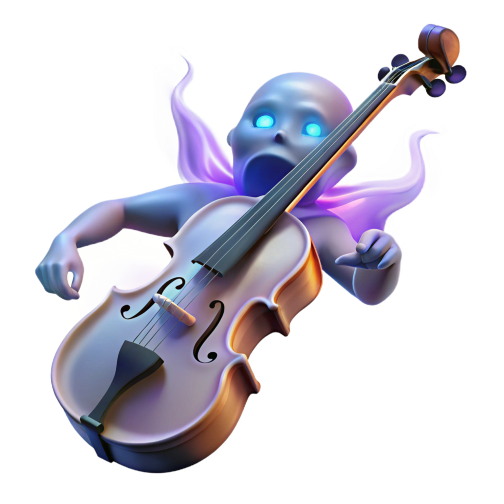 beautiful minimalist 3D Render Ghostly Musician Violin Illustration genuine png