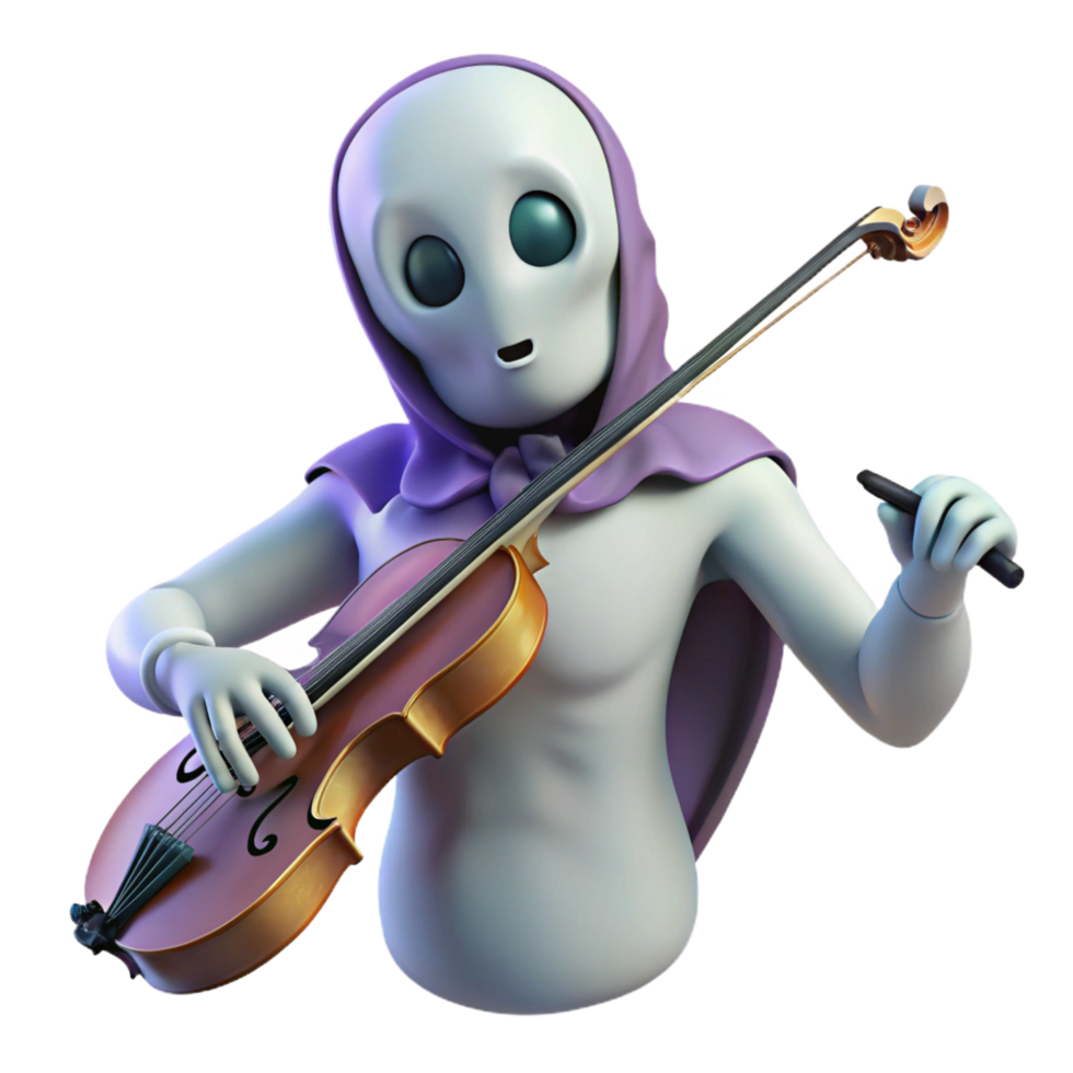 impressive vintage 3D Render Ghostly Violinist Illustration exclusive png