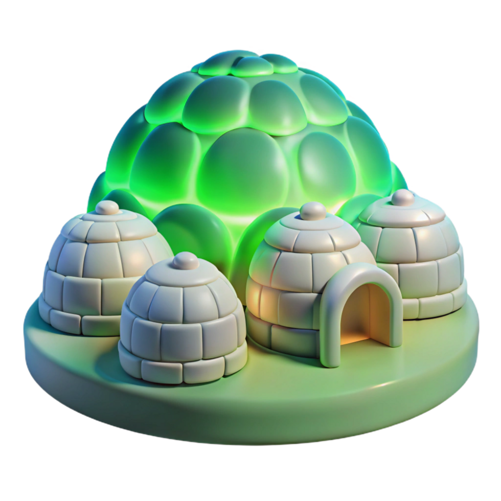 extraordinary abstract Cartoon Igloo Village 3D Render original png