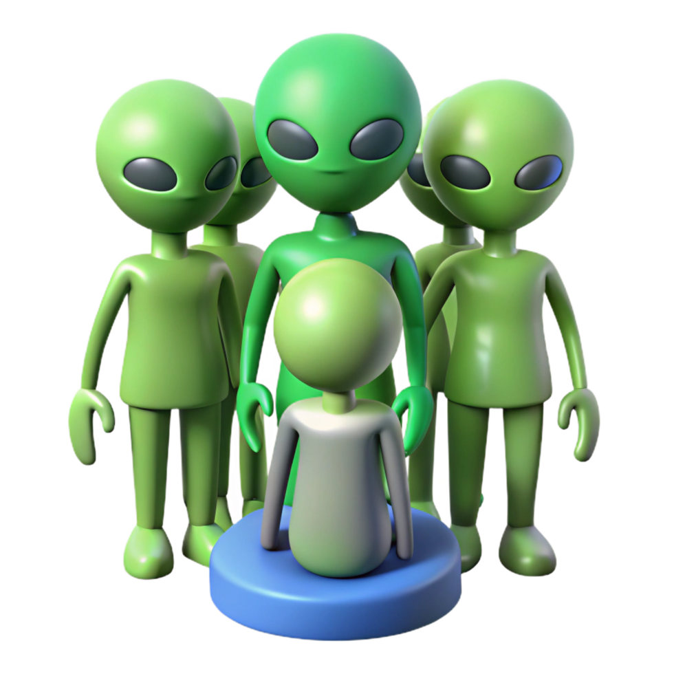 extraordinary classic 3D Cartoon Alien Group Illustration premium png