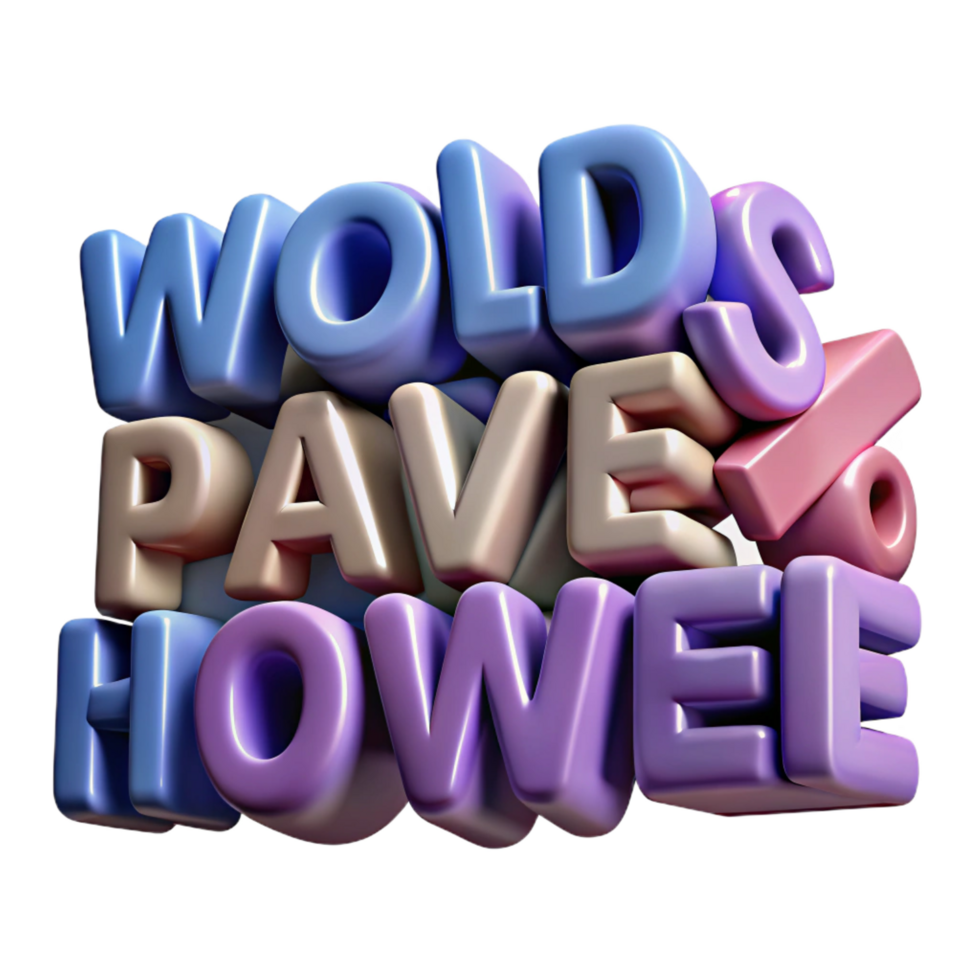 vibrant abstract 3D Text Design Worlds Pave Howell original png