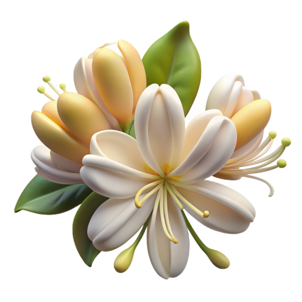 wonderful traditional 3D Render of Creamy White Flowers high resolution png