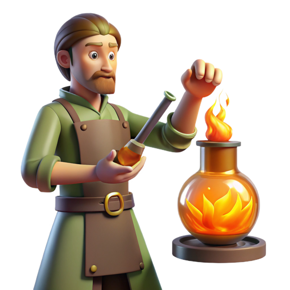 stunning creative 3D Alchemist Cartoon Illustration detailed png