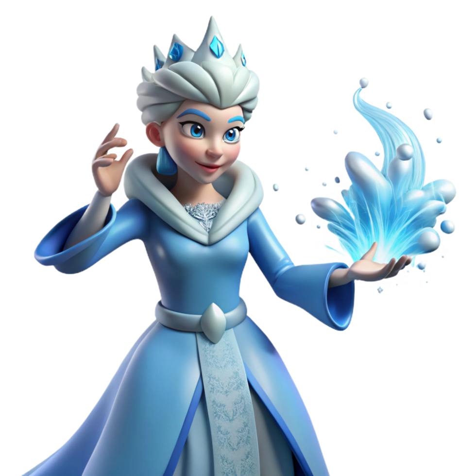dramatic artistic Ice Queen 3D Render high resolution png