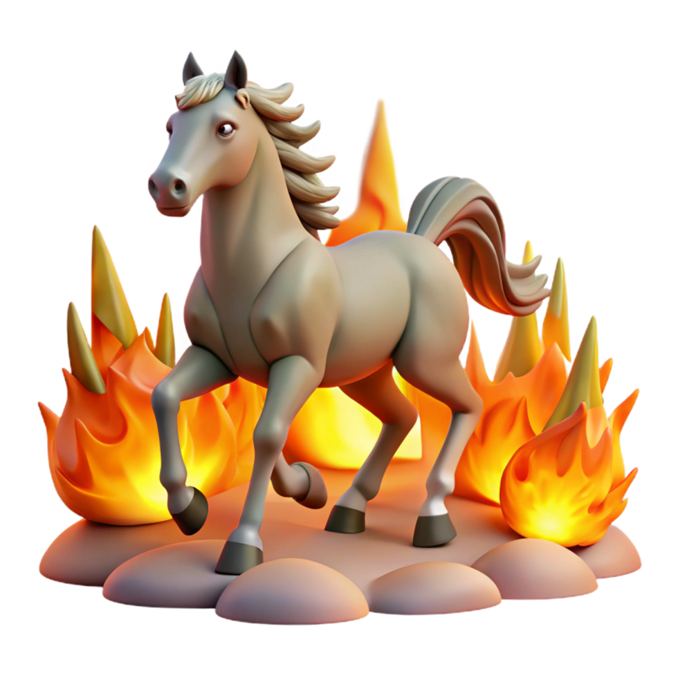 vibrant contemporary Fiery Horse 3D Render 4K png