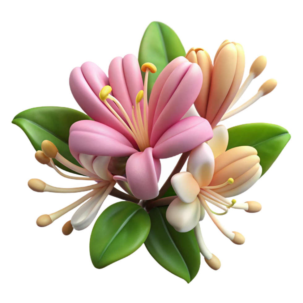 beautiful artistic 3D Render Pink Honeysuckle Flowers high quality png