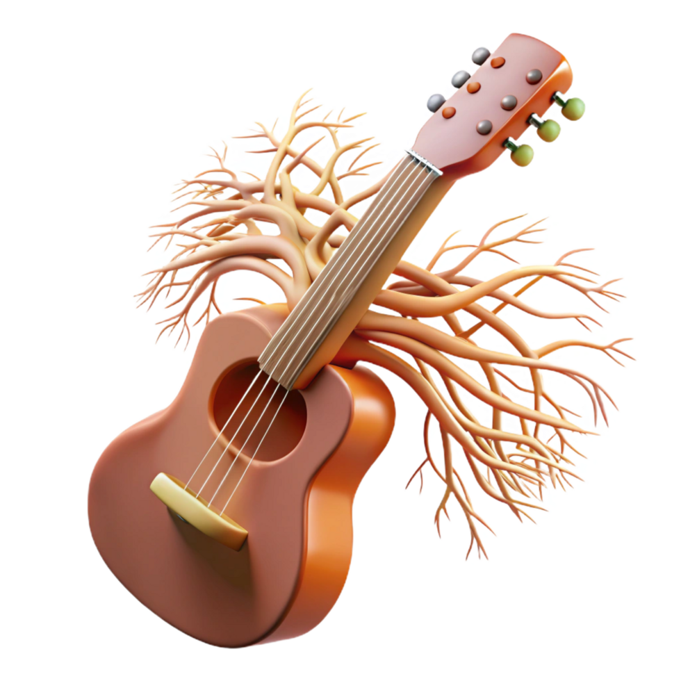 serene modern Ukulele Roots 3D Illustration premium png