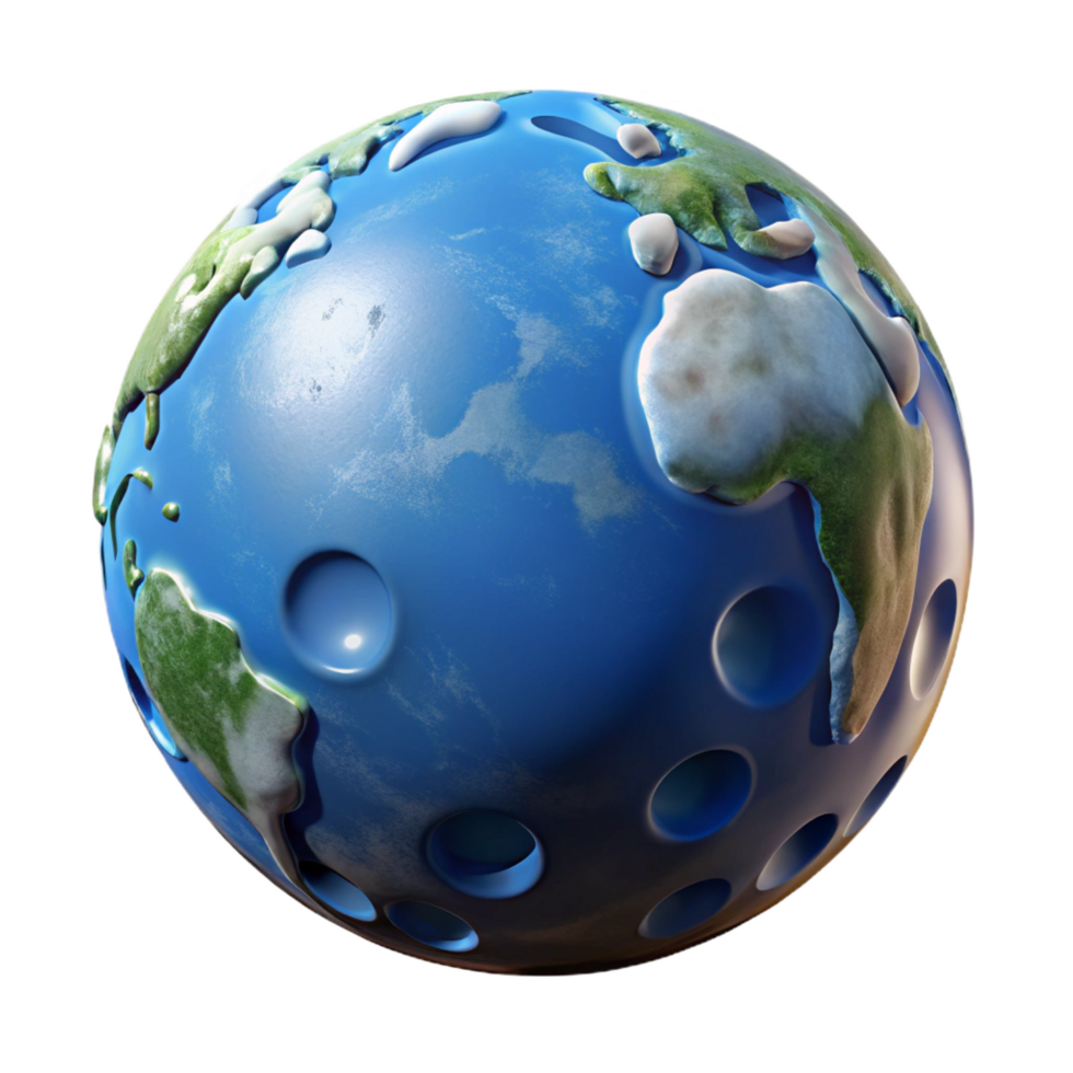 serene modern 3D Earth Ball Illustration premium png