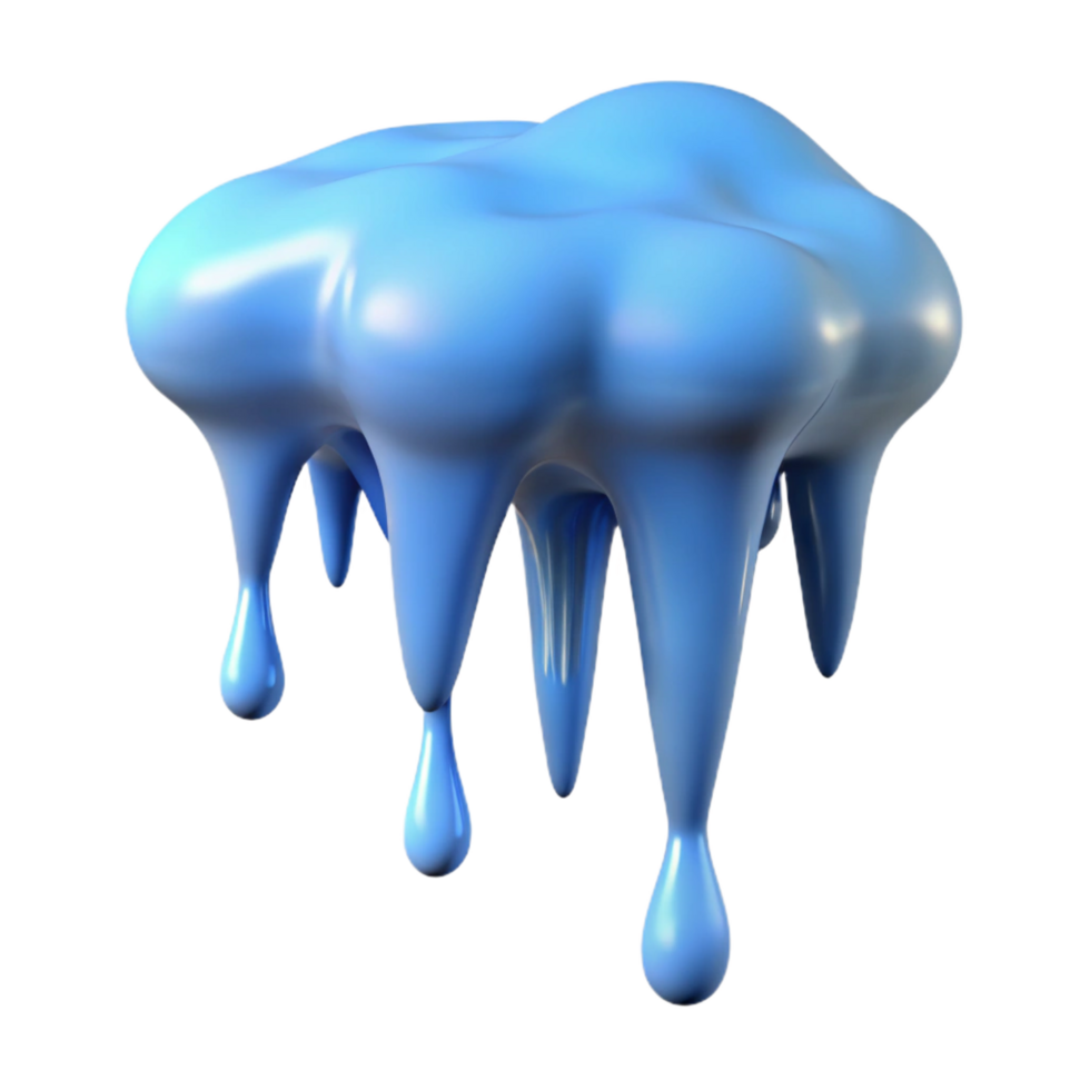 vibrant contemporary Blue Liquid Dripping 3D Render high resolution png