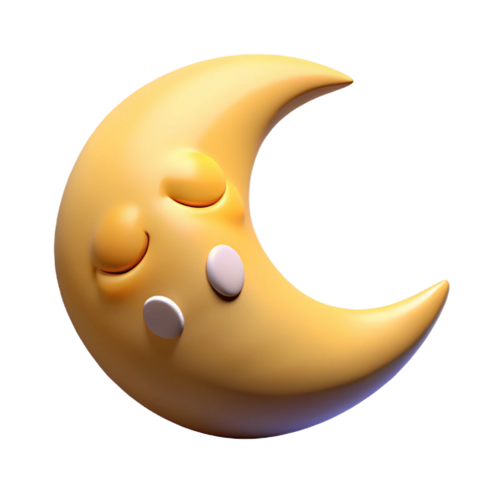 stunning classic Sleeping Moon 3D Render premium png
