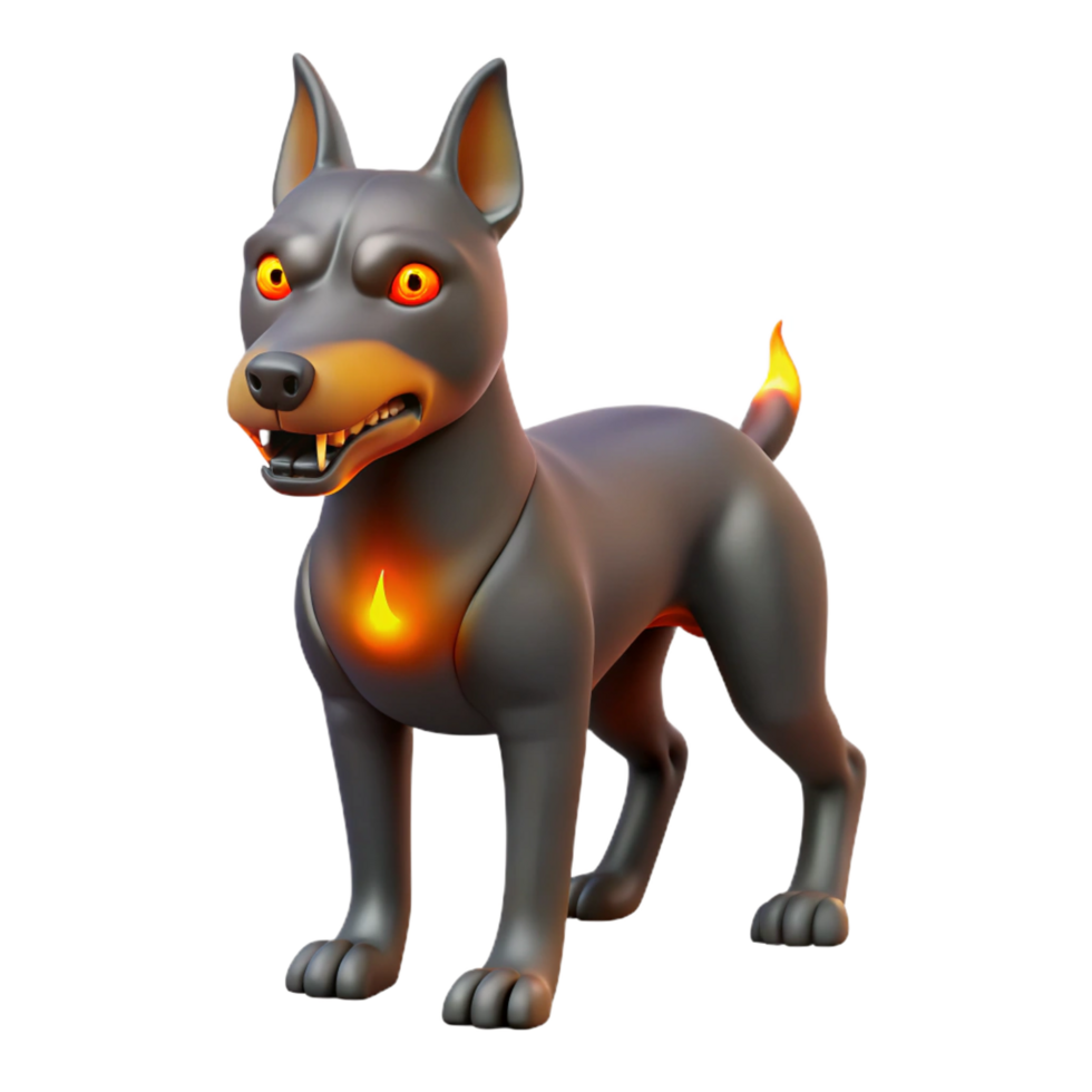 impressive artistic Fiery Canine 3D Render 4K png