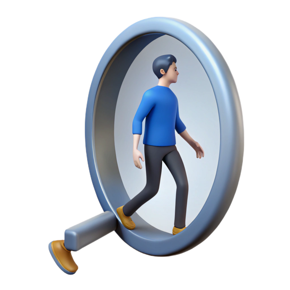 serene vintage 3D Illustration Man Walking Through a Circle genuine png