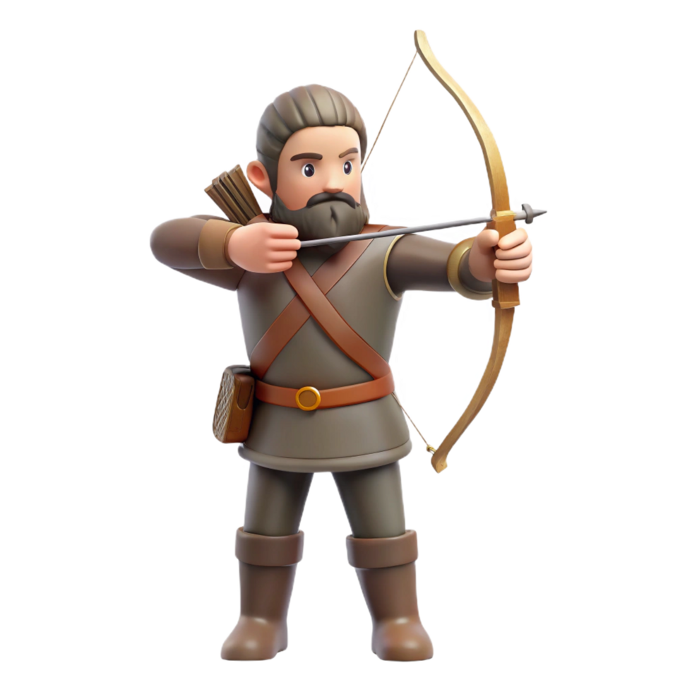 impressive vintage 3D Archer Cartoon Illustration genuine png