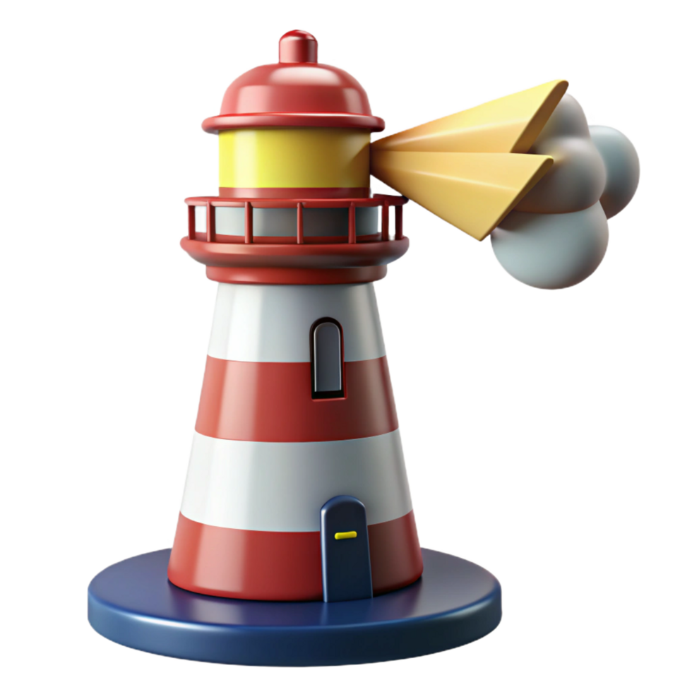 vibrant abstract 3D Cartoon Lighthouse Illustration authentic png