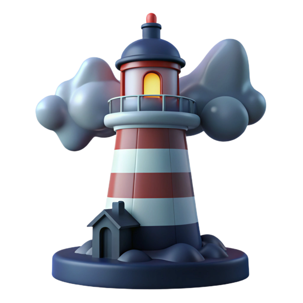 magnificent creative Cartoon Lighthouse 3D Render high quality png