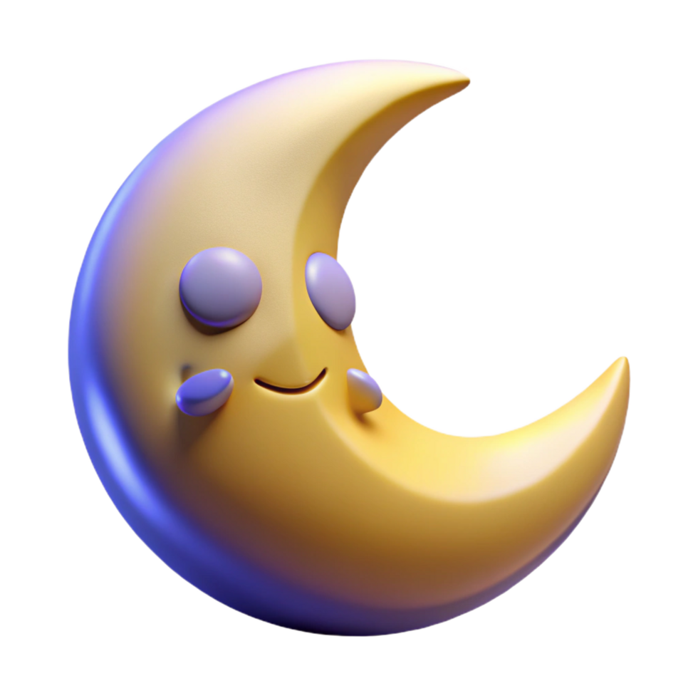 impressive abstract Cute 3D Moon Illustration high quality png