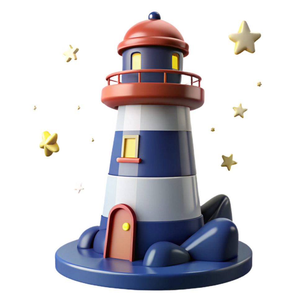 beautiful creative 3D Cartoon Lighthouse Illustration original png