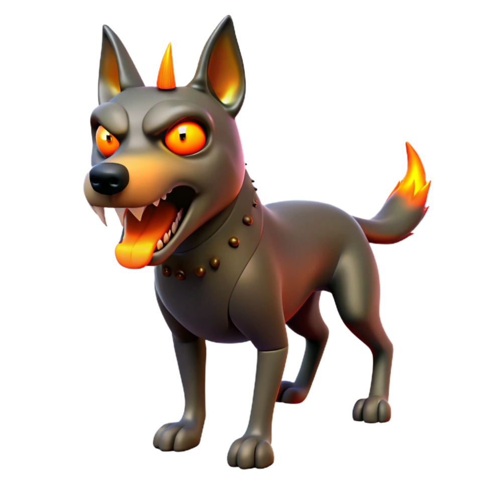 wonderful minimalist Fiery Canine 3D Render high quality png