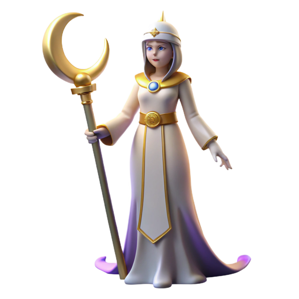 impressive minimalist 3D Render of a Female Mage professional png