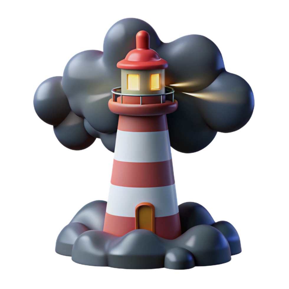 extraordinary abstract 3D Cartoon Lighthouse Illustration exclusive png