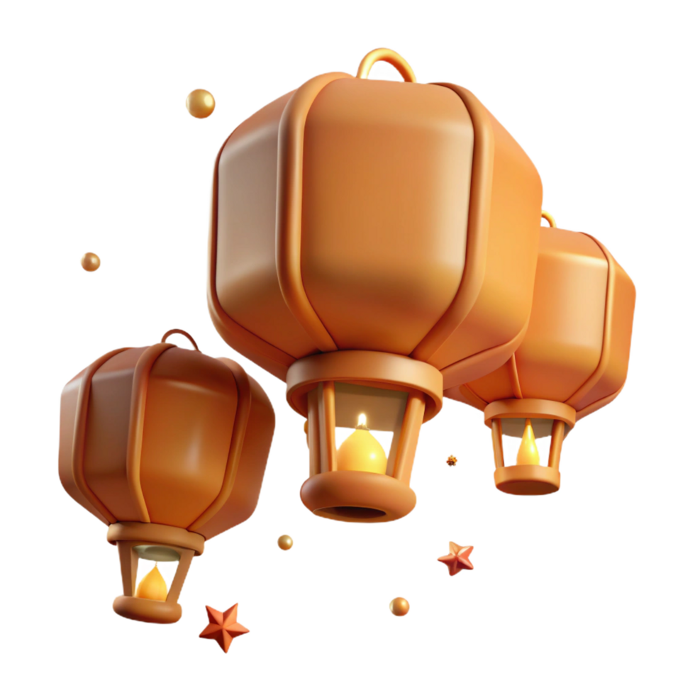 impressive minimalist Orange Lantern 3D Render professional png