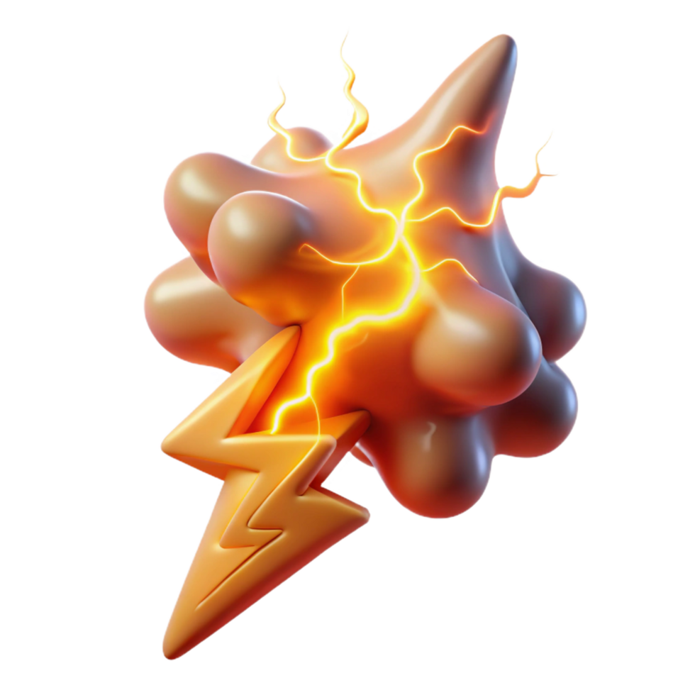 vibrant rustic 3D Render Abstract Lightning Cloud premium png