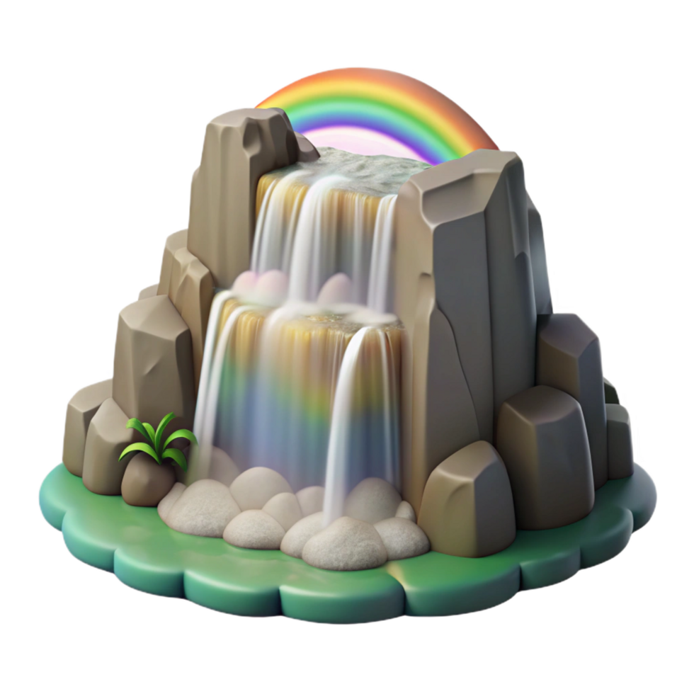 impressive vintage 3D Waterfall Rainbow Illustration high resolution png