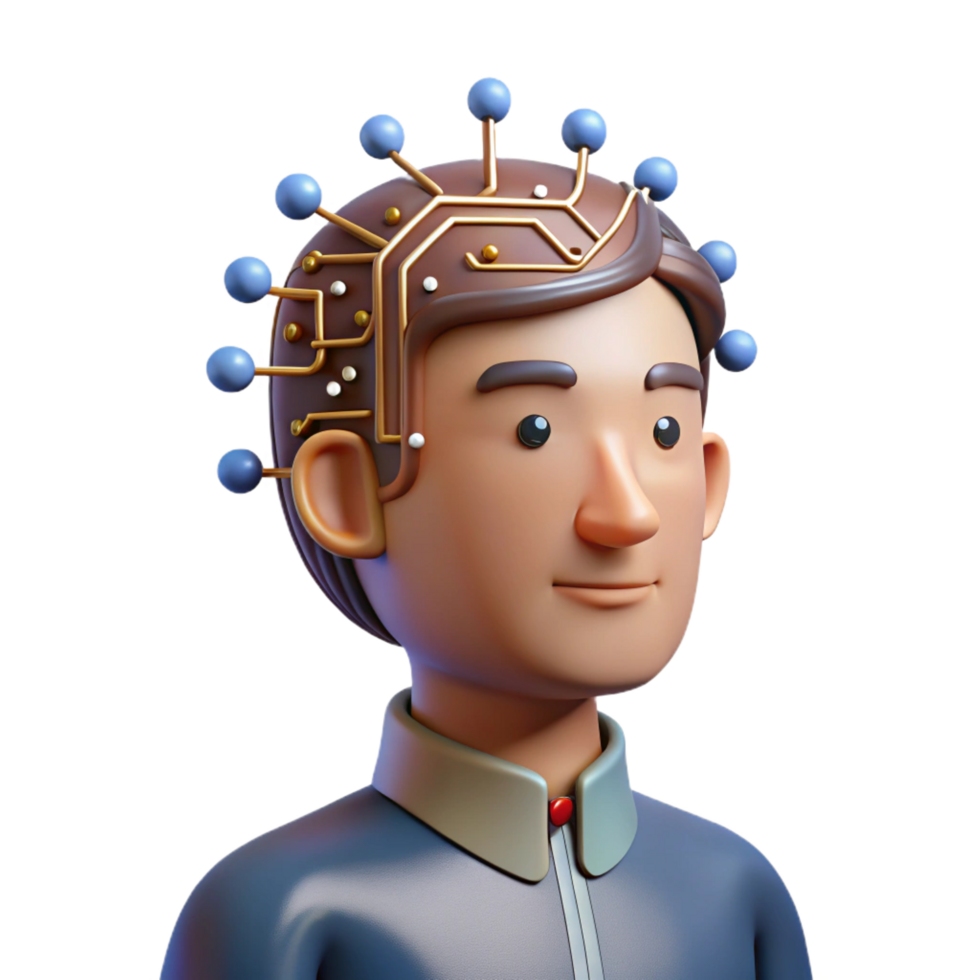 extraordinary creative 3D Illustration Neural Network Brain exclusive png