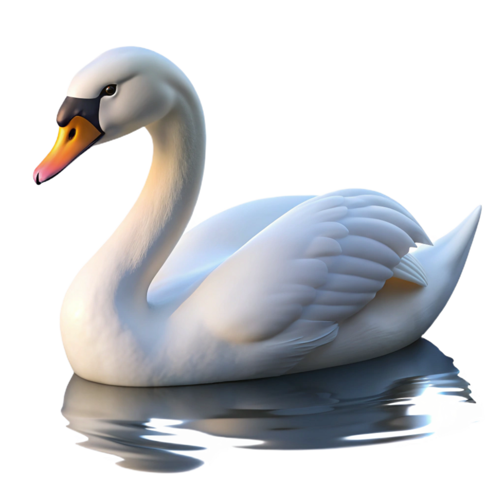 serene vintage Elegant Swan 3D Render high resolution png