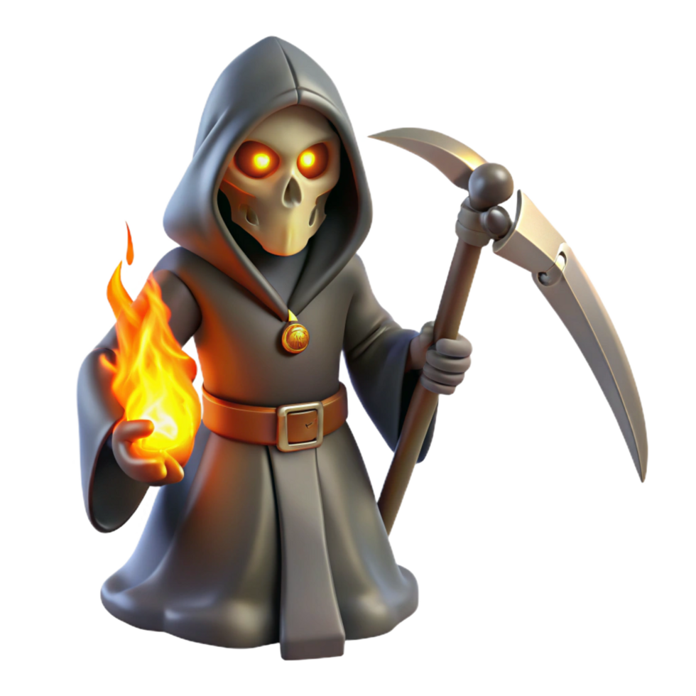 extraordinary traditional Grim Reaper 3D Illustration 4K png