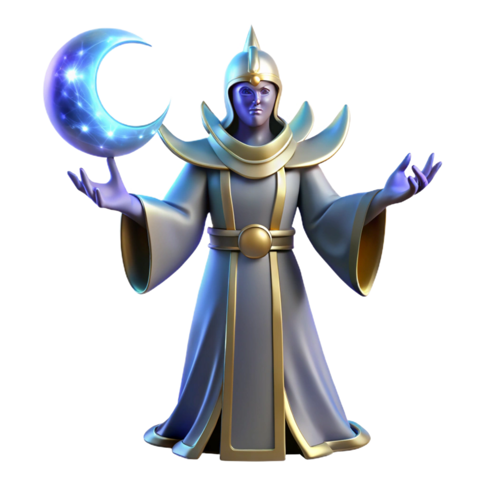 wonderful rustic 3D Render Celestial Mage Illustration original png